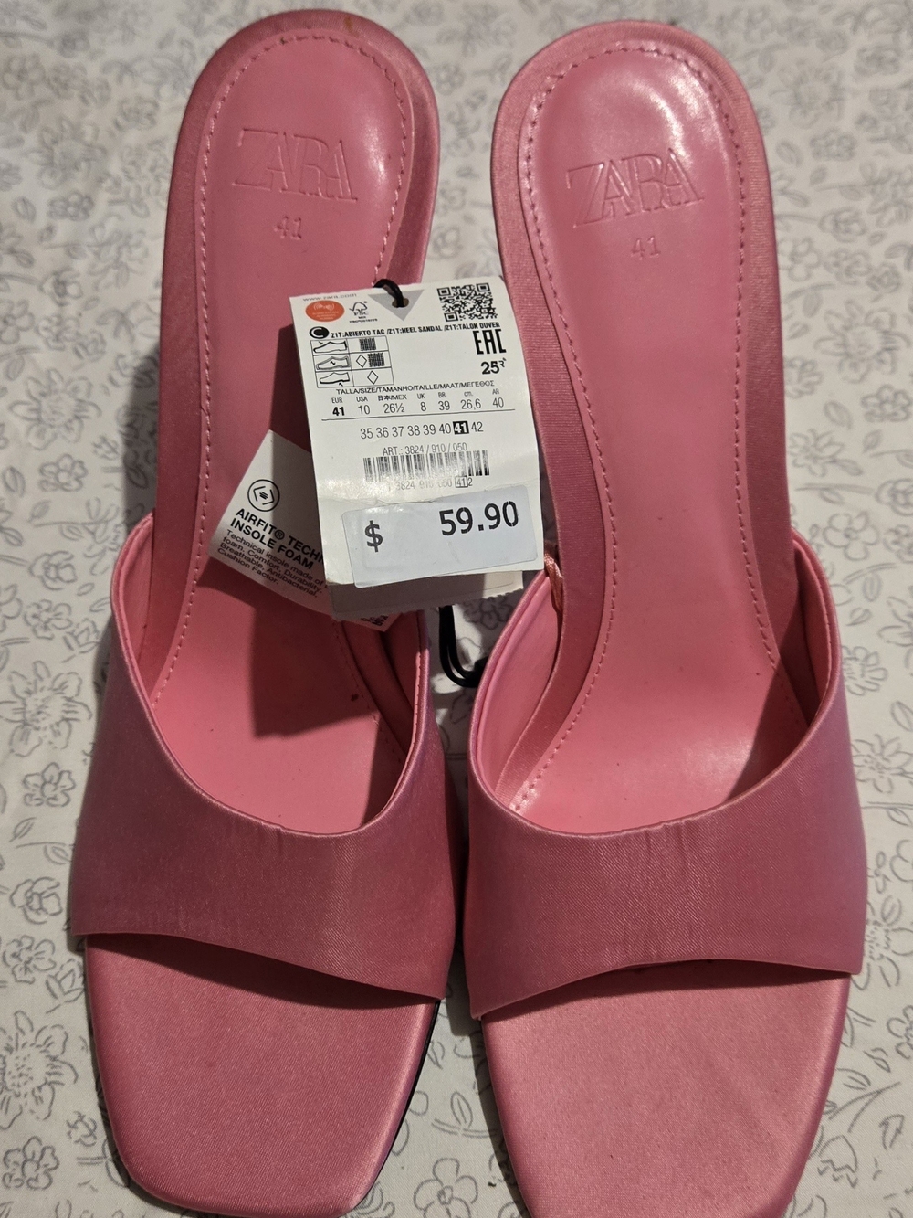 ZARA Pink Open-Toe Slide Mules